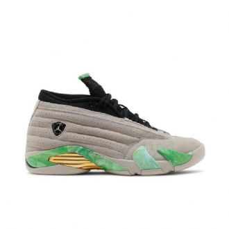 Air Jordan 14 Aleali May Retro Low Sp Szürke Zöld Fekete Arany Női Cipő
