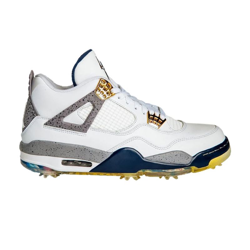 Air Jordan 4 Eastside Golf Fehér Szürke Kék Arany Férfi Cipő