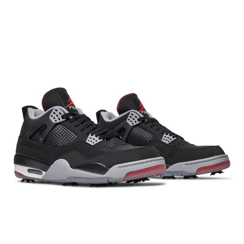 Air Jordan 4 Golf Fekete Piros Fehér Szürke Férfi Cipők