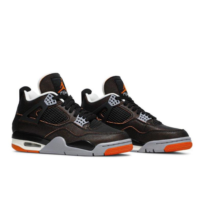 Air Jordan 4 Retro Fekete Narancsszürke Női Cipő