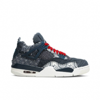 Air Jordan 4 Retro Se Szürke Sötétkék Fehér Piros Férfi Cipő