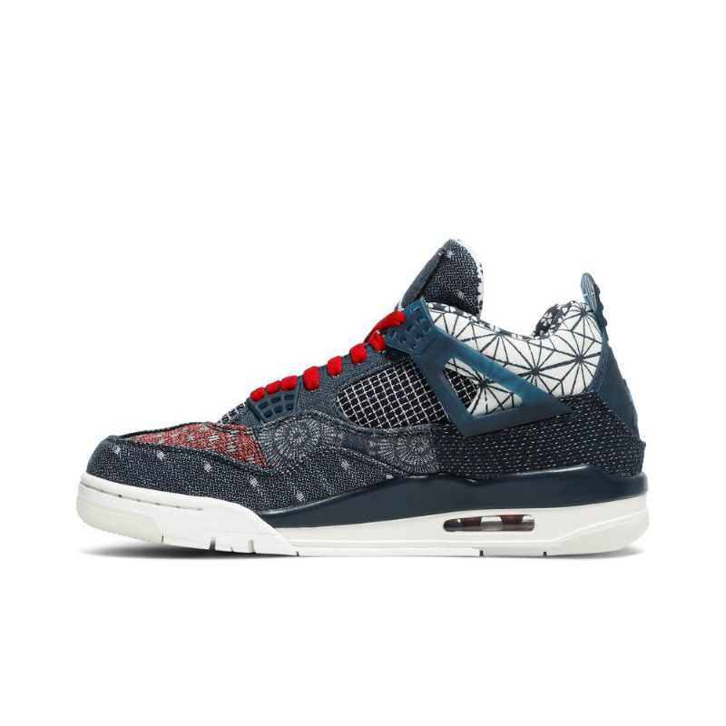 Air Jordan 4 Retro Se Szürke Sötétkék Fehér Piros Férfi Cipő