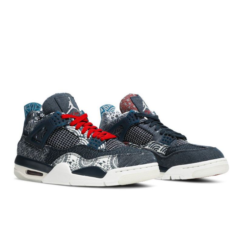 Air Jordan 4 Retro Se Szürke Sötétkék Fehér Piros Férfi Cipő