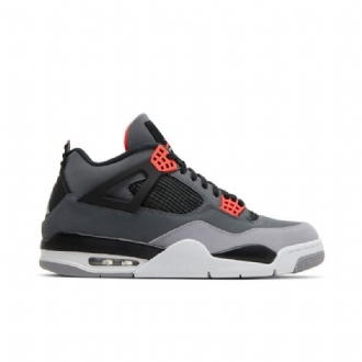 Air Jordan 4 Retro Szürke Fekete Piros Férfi Cipő