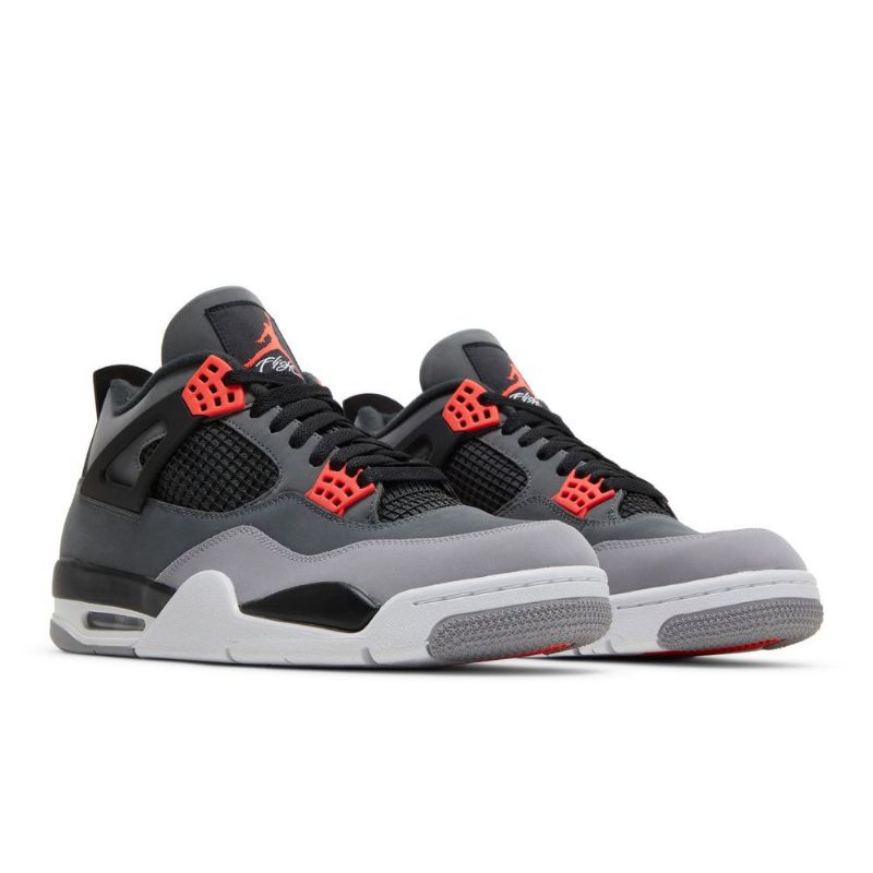 Air Jordan 4 Retro Szürke Fekete Piros Férfi Cipő