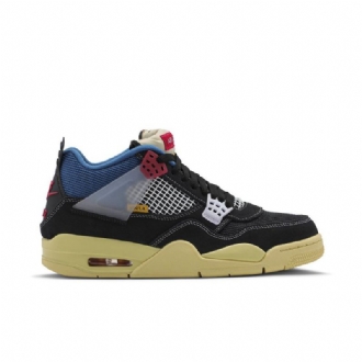Air Jordan 4 Union La Retro Fekete Kék Szürke Piros Férfi Cipő