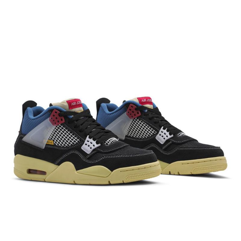 Air Jordan 4 Union La Retro Fekete Kék Szürke Piros Férfi Cipő