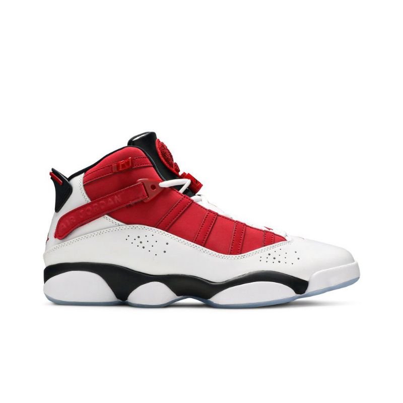 Air Jordan 6 Gyűrűs Fehér Piros Fekete Férfi Cipő