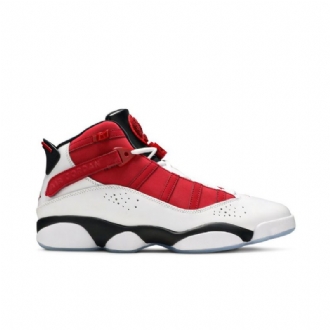 Air Jordan 6 Gyűrűs Fehér Piros Fekete Férfi Cipő