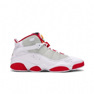 Air Jordan 6 Gyűrűs Fehér Piros Szürke Férfi Cipő