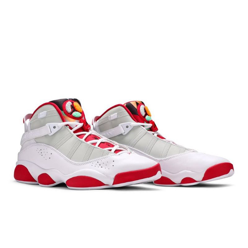 Air Jordan 6 Gyűrűs Fehér Piros Szürke Férfi Cipő