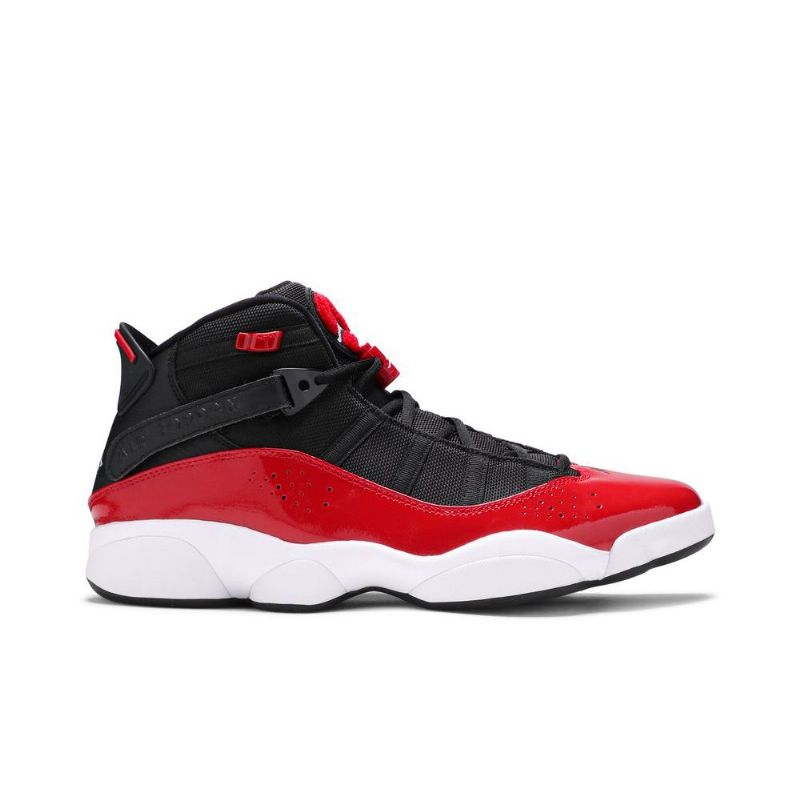 Air Jordan 6 Gyűrűs Fekete Piros Fehér Férfi Cipő