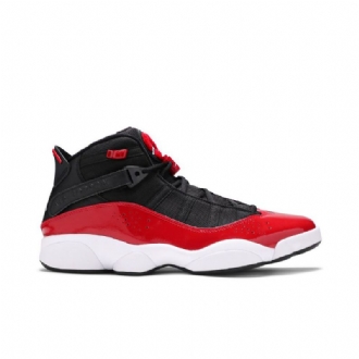 Air Jordan 6 Gyűrűs Fekete Piros Fehér Férfi Cipő