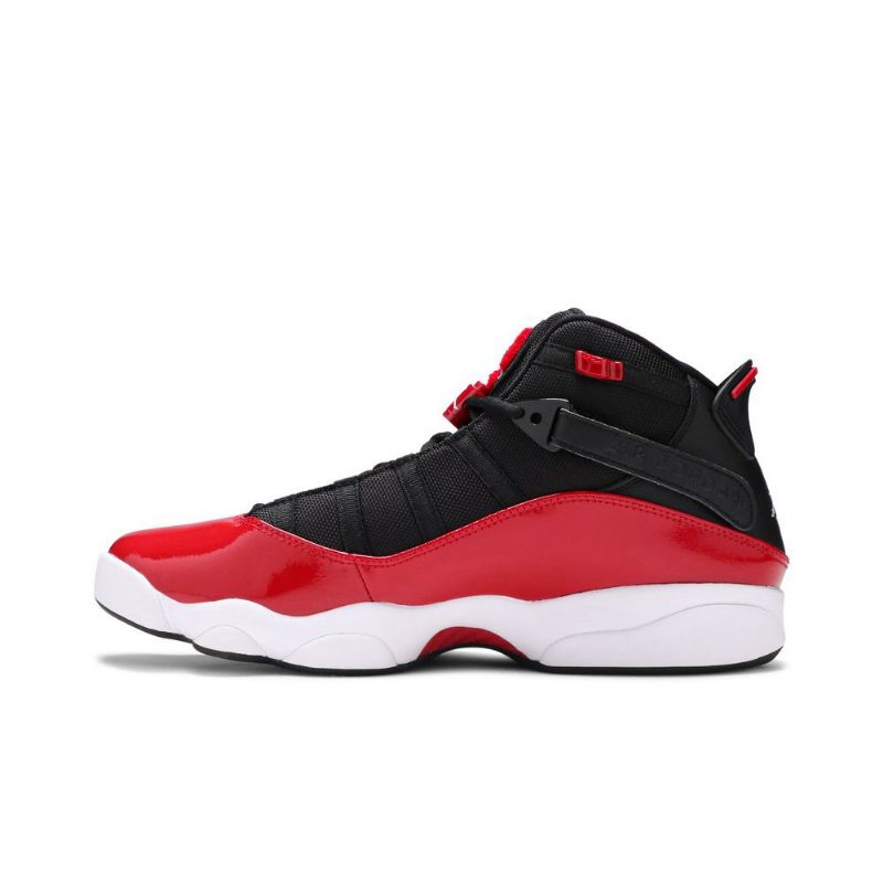 Air Jordan 6 Gyűrűs Fekete Piros Fehér Férfi Cipő