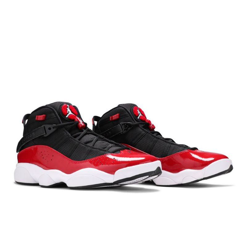 Air Jordan 6 Gyűrűs Fekete Piros Fehér Férfi Cipő
