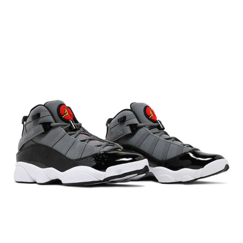 Air Jordan 6 Gyűrűs Szürke Fekete Piros Férfi Cipő