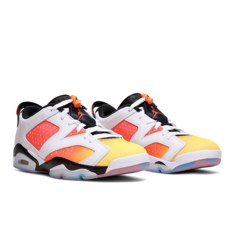 Air Jordan 6 Retro Low Se Fehér Fekete Sárga Narancssárga Férfi Cipő