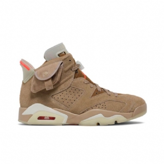 Air Jordan 6 Travis Scott Retro Khaki Szürke Piros Férfi Cipők