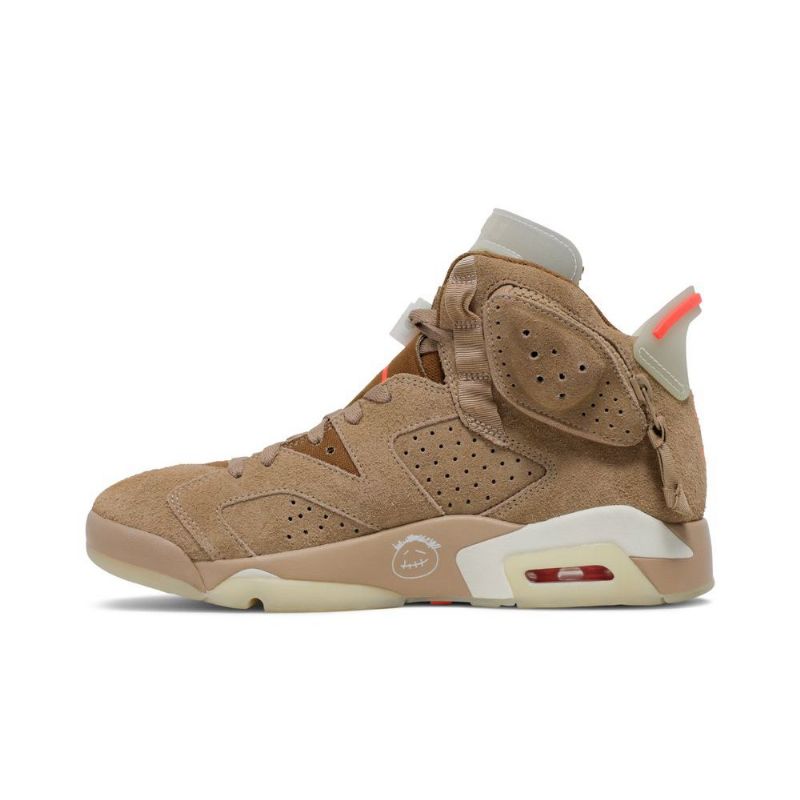 Air Jordan 6 Travis Scott Retro Khaki Szürke Piros Férfi Cipők