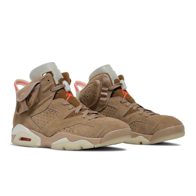 Air Jordan 6 Travis Scott Retro Khaki Szürke Piros Férfi Cipők
