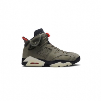 Air Jordan 6 Travis Scott Retro Olíva Zöld Fekete Piros Férfi Cipő