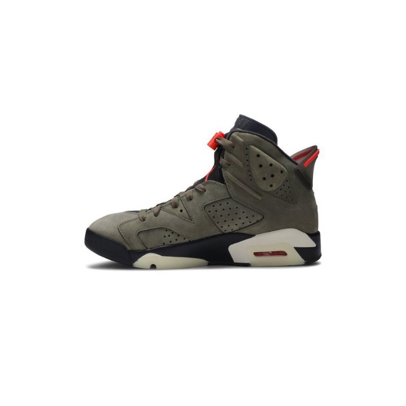Air Jordan 6 Travis Scott Retro Olíva Zöld Fekete Piros Férfi Cipő