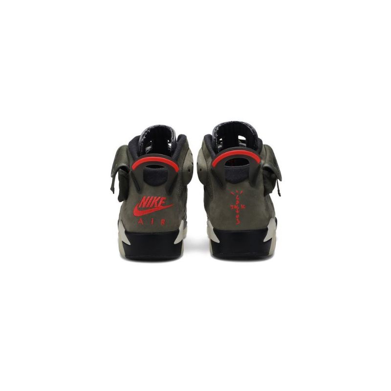 Air Jordan 6 Travis Scott Retro Olíva Zöld Fekete Piros Férfi Cipő