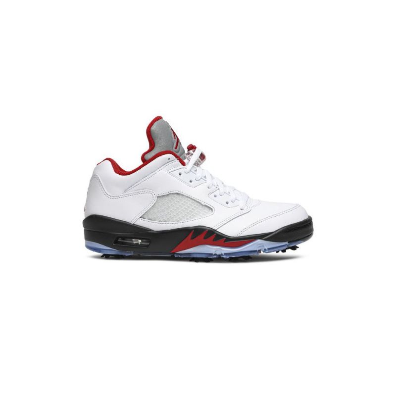 Air Jordan 5 Low Golf Fehér Fekete Piros Ezüst Férfi Cipő