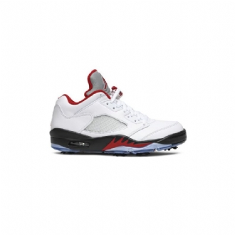 Air Jordan 5 Low Golf Fehér Fekete Piros Ezüst Férfi Cipő