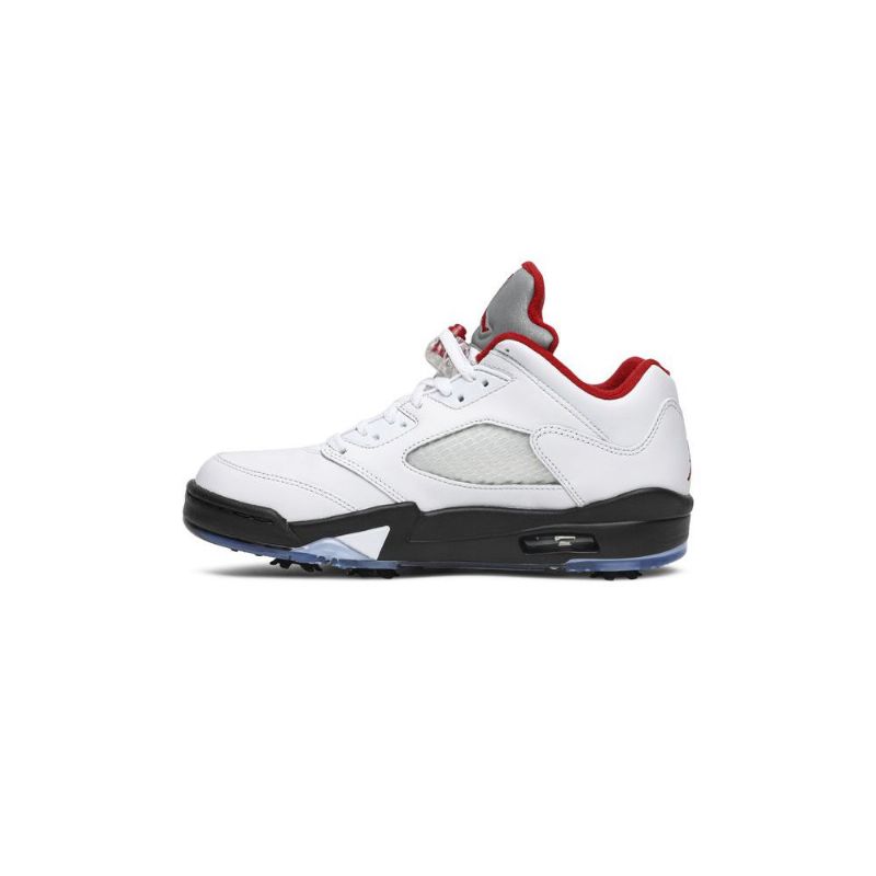 Air Jordan 5 Low Golf Fehér Fekete Piros Ezüst Férfi Cipő