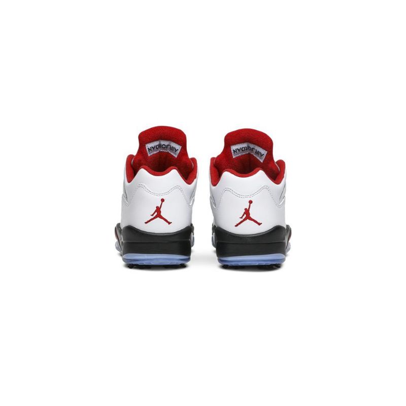 Air Jordan 5 Low Golf Fehér Fekete Piros Ezüst Férfi Cipő