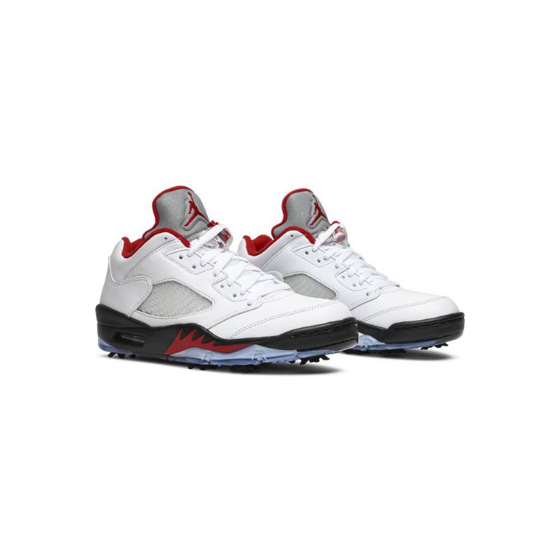 Air Jordan 5 Low Golf Fehér Fekete Piros Ezüst Férfi Cipő