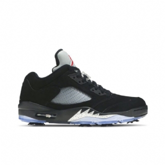 Air Jordan 5 Low Golf Fekete Ezüst Piros Férfi Cipő