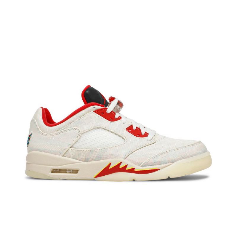Air Jordan 5 Retro Alacsony Fehér Piros Fekete Férfi Cipő