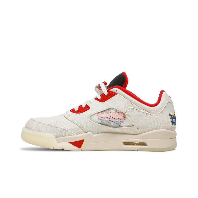 Air Jordan 5 Retro Alacsony Fehér Piros Fekete Férfi Cipő