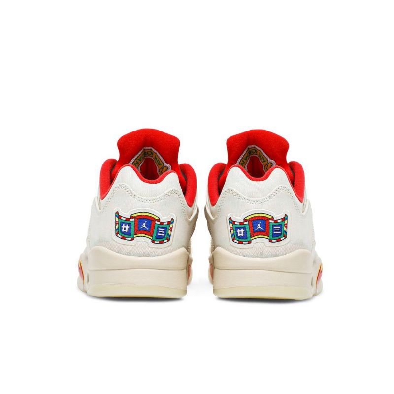 Air Jordan 5 Retro Alacsony Fehér Piros Fekete Férfi Cipő