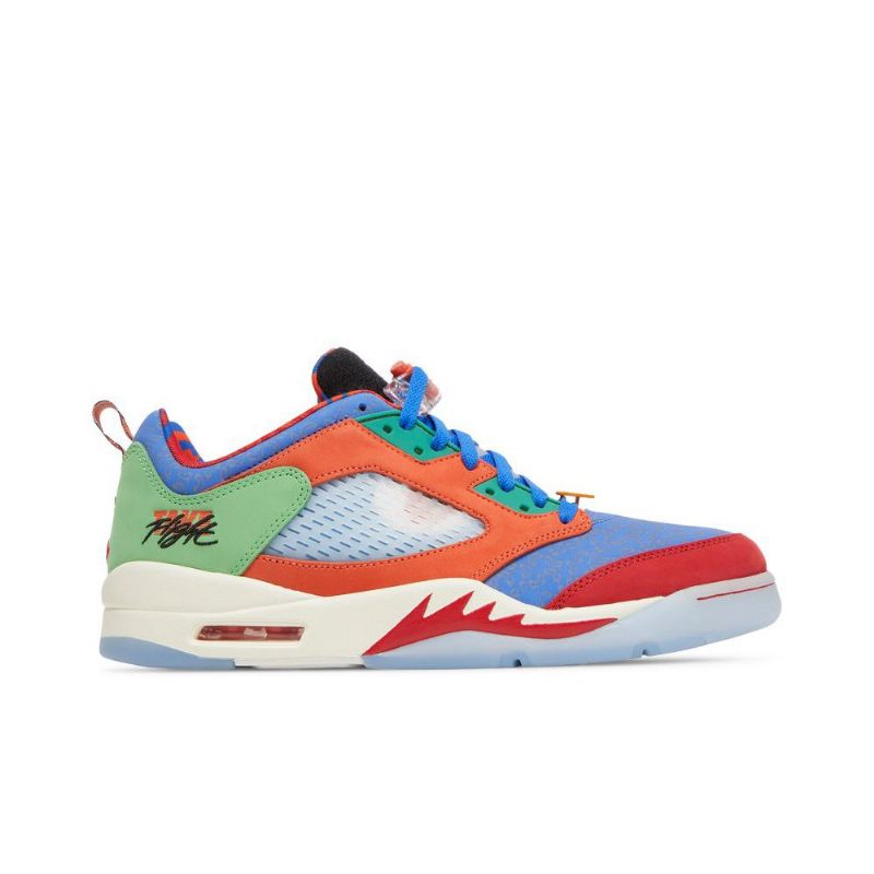 Air Jordan 5 Retro Alacsony Kék Narancssárga Piros Zöld Férfi Cipő