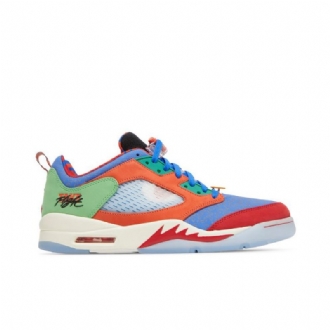 Air Jordan 5 Retro Alacsony Kék Narancssárga Piros Zöld Férfi Cipő