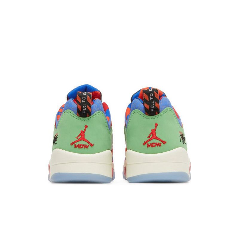 Air Jordan 5 Retro Alacsony Kék Narancssárga Piros Zöld Férfi Cipő