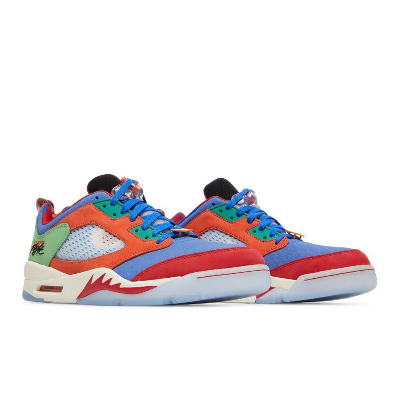 Air Jordan 5 Retro Alacsony Kék Narancssárga Piros Zöld Férfi Cipő