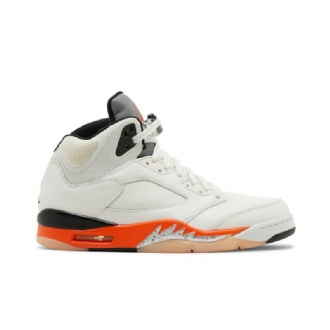 Air Jordan 5 Retro Fehér Narancssárga Ezüst Fekete Férfi Cipő