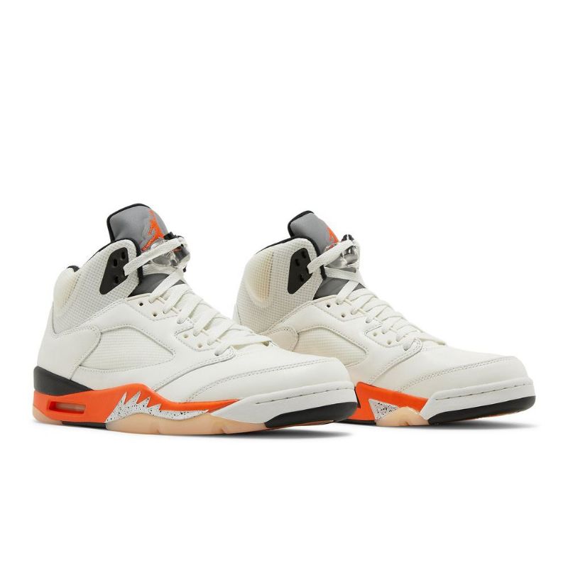 Air Jordan 5 Retro Fehér Narancssárga Ezüst Fekete Férfi Cipő