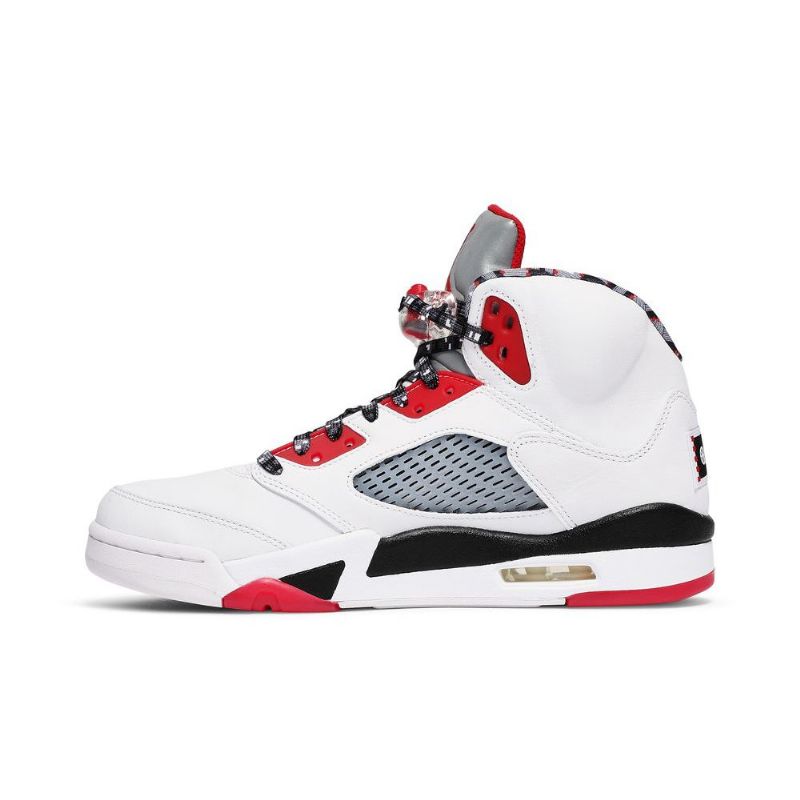 Air Jordan 5 Retro Fehér Piros Fekete Ezüst Férfi Cipő