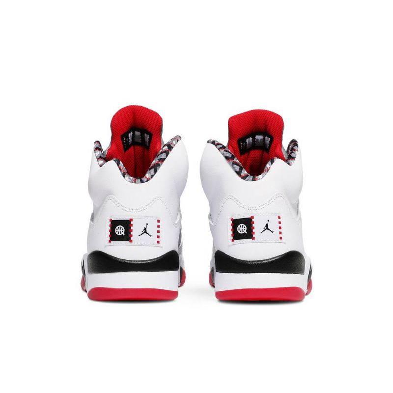Air Jordan 5 Retro Fehér Piros Fekete Ezüst Férfi Cipő