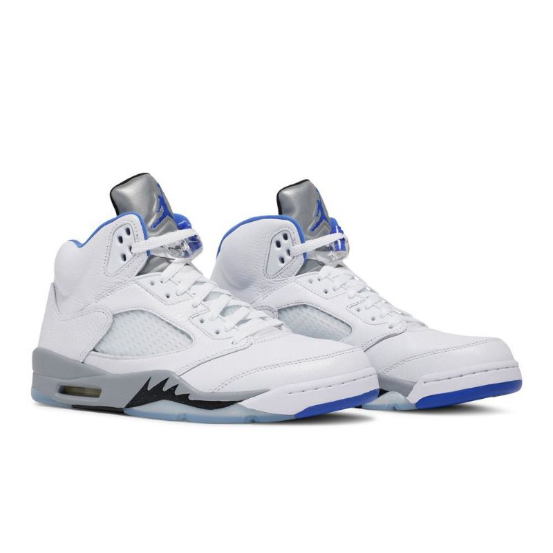 Air Jordan 5 Retro Fehér Szürke Kék Férfi Cipő