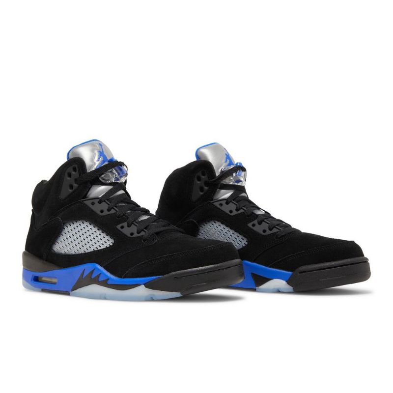 Air Jordan 5 Retro Fekete Kék Ezüst Férfi Cipő