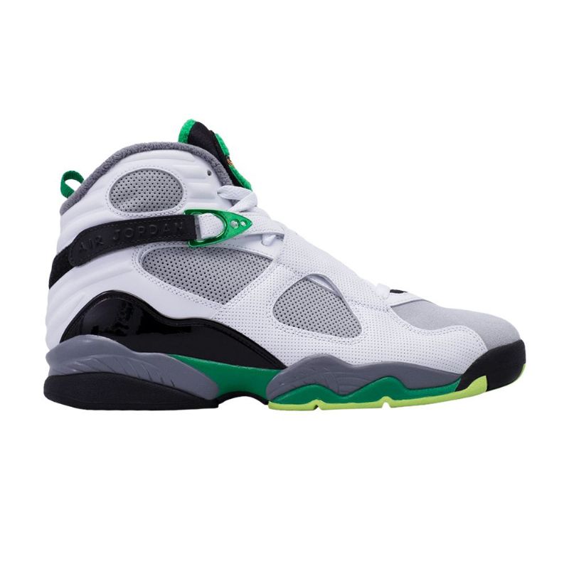 Air Jordan 8 Retro Pe Fehér Szürke Fekete Zöld Férfi Cipő