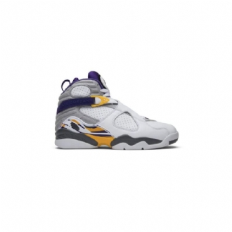 Air Jordan 8 Retro Pe Fehér Szürke Lila Sárga Férfi Cipők