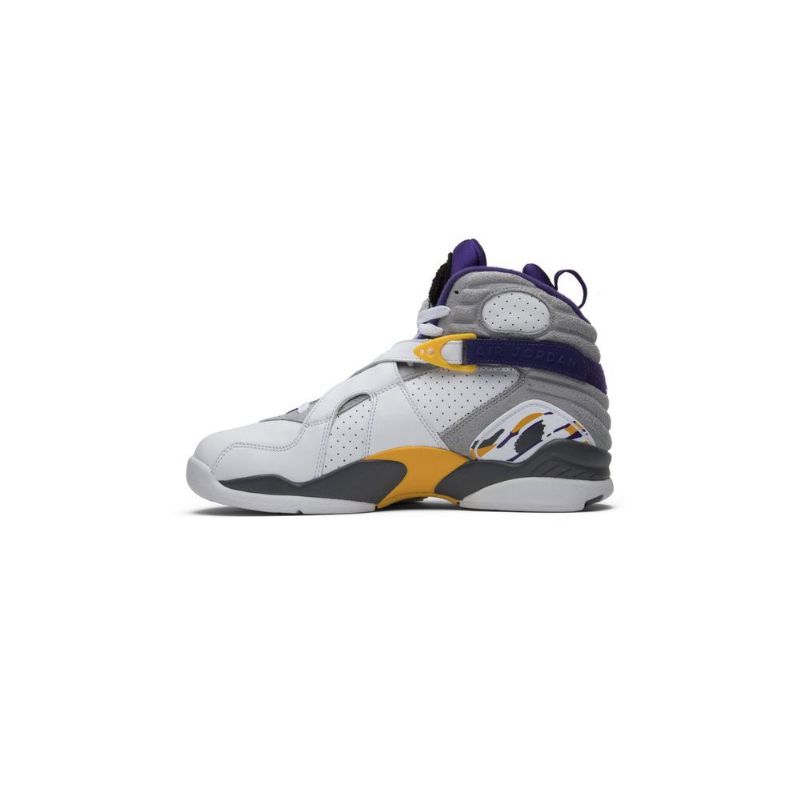 Air Jordan 8 Retro Pe Fehér Szürke Lila Sárga Férfi Cipők