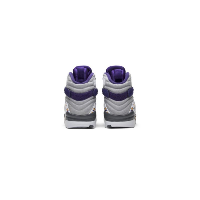 Air Jordan 8 Retro Pe Fehér Szürke Lila Sárga Férfi Cipők